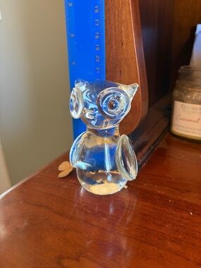 Vintage Glass Owl Figurine Home Art Decor - Transparent